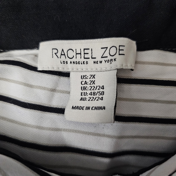 Rachel Zoe Striped Oversized Loose Fit Pin Stiped Womens Long Sleeve Blouse Top - Picture 2 of 10